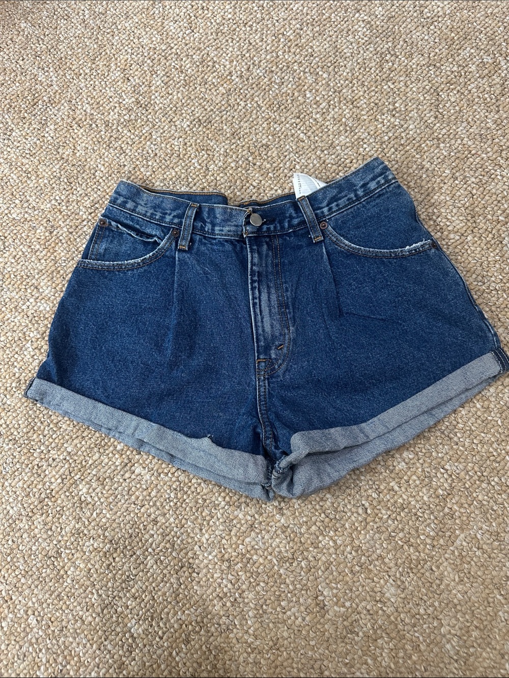 Abercrombie & Fitch Sz 28 Annie High Rise Shorts Dark Blue Rolled Hem Jean